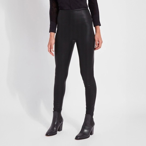 Patchington Pants - PATCHINGTON Black Pleather Honeycomb Pattern Skinny Shiny Stretch Leggings Sz L